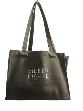 Eileen Fisher Grey  Canvas Logo Tote